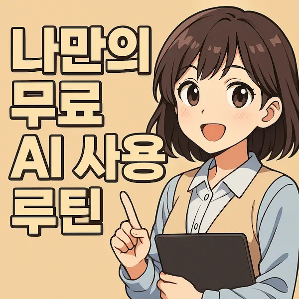 나만의 무료 AI 사용 루틴 블로그 썸네일, 일본 애니메이션 스타일 캐릭터 일러스트